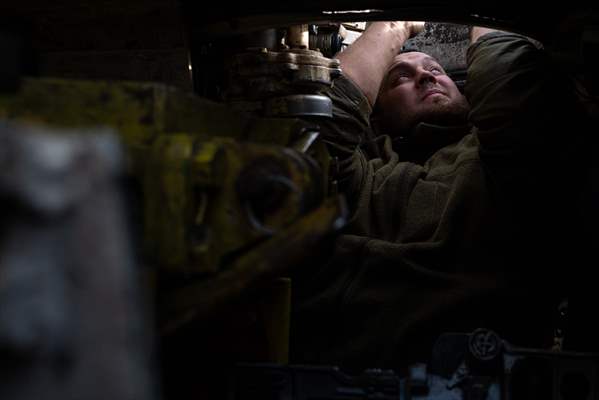 Ukrainian tank crew on the frontline in Bakhmut