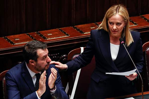 New Italian Premier Giorgia Meloni at the Chamber of Deputies for confidence vote