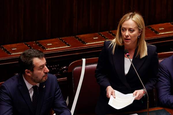 New Italian Premier Giorgia Meloni at the Chamber of Deputies for confidence vote