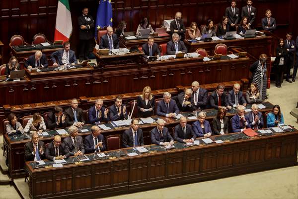 New Italian Premier Giorgia Meloni at the Chamber of Deputies for confidence vote