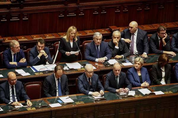 New Italian Premier Giorgia Meloni at the Chamber of Deputies for confidence vote