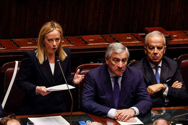 New Italian Premier Giorgia Meloni at the Chamber of Deputies for confidence vote