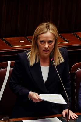 New Italian Premier Giorgia Meloni at the Chamber of Deputies for confidence vote