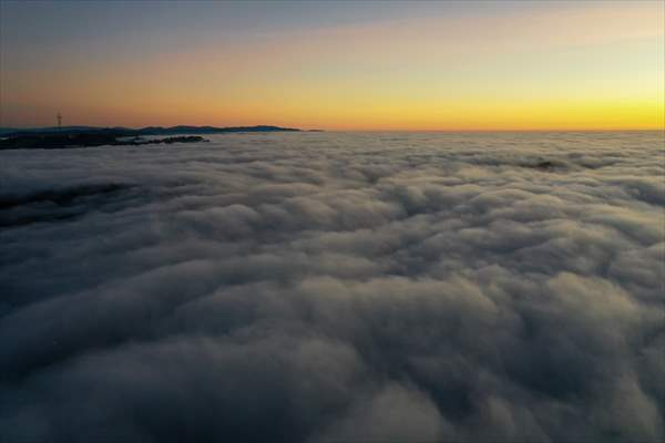 Golden Gate Bridge covered with mesmerizing fog