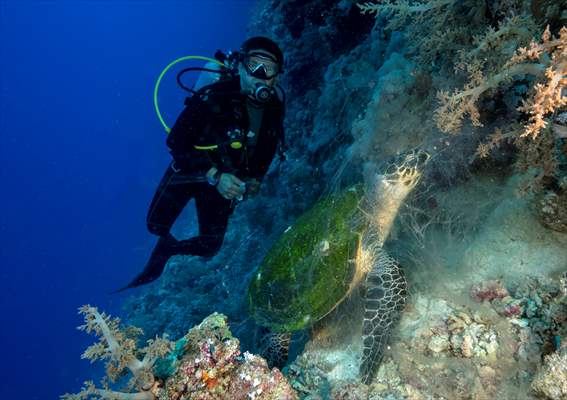 Underwater DOP dives with amputee person in Red Sea