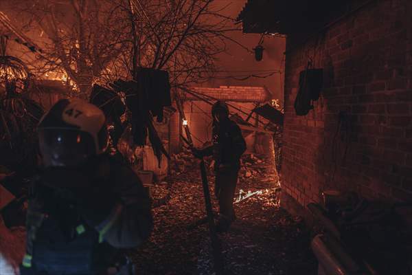 A fire broke out after shelling on Bakhmut frontline amid Russia-Ukraine war