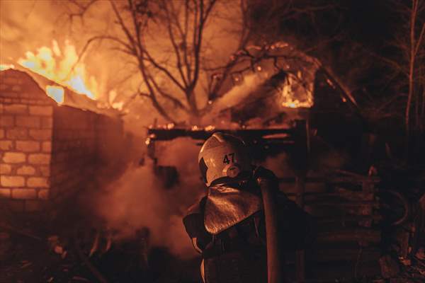 A fire broke out after shelling on Bakhmut frontline amid Russia-Ukraine war