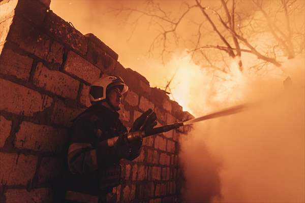 A fire broke out after shelling on Bakhmut frontline amid Russia-Ukraine war