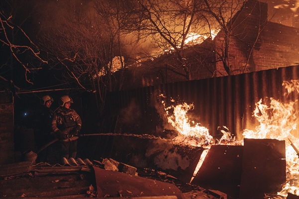 A fire broke out after shelling on Bakhmut frontline amid Russia-Ukraine war