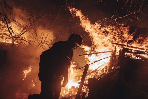 A fire broke out after shelling on Bakhmut frontline amid Russia-Ukraine war