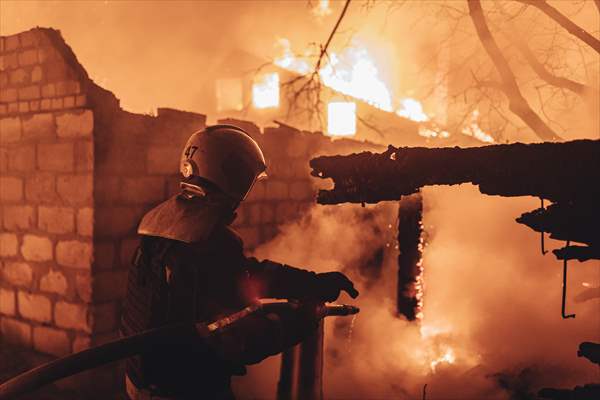 A fire broke out after shelling on Bakhmut frontline amid Russia-Ukraine war