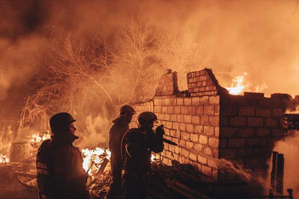 A fire broke out after shelling on Bakhmut frontline amid Russia-Ukraine war