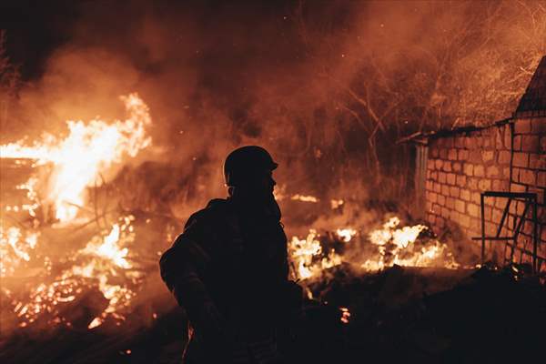 A fire broke out after shelling on Bakhmut frontline amid Russia-Ukraine war