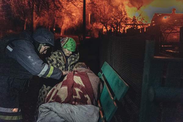 A fire broke out after shelling on Bakhmut frontline amid Russia-Ukraine war