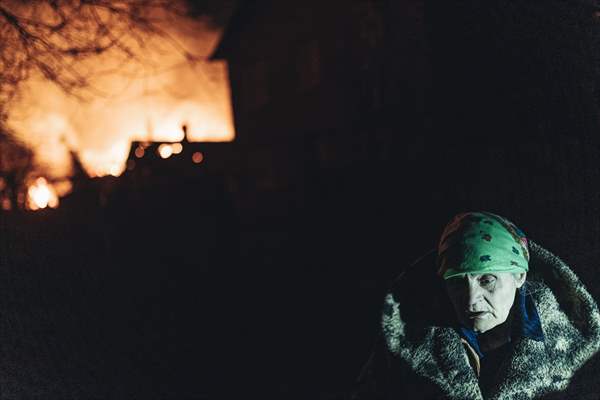 A fire broke out after shelling on Bakhmut frontline amid Russia-Ukraine war