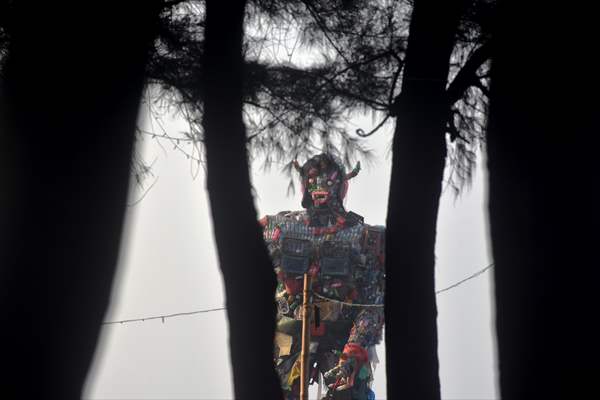 42 feet monster made of plastic waste on Cox's Bazar beach in Bangladesh