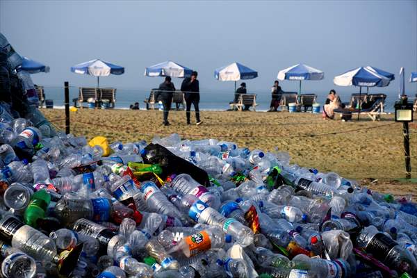 42 feet monster made of plastic waste on Cox's Bazar beach in Bangladesh