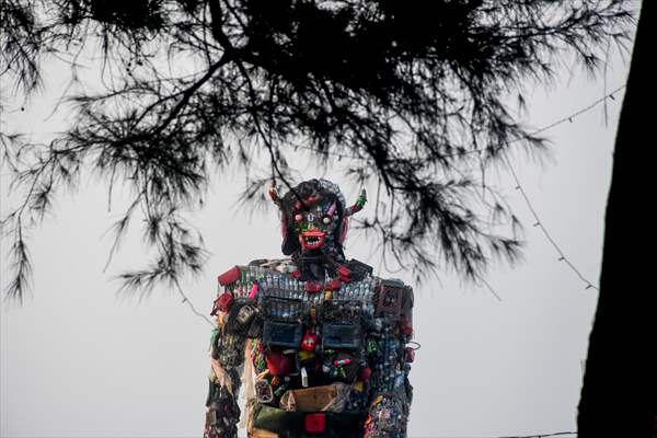 42 feet monster made of plastic waste on Cox's Bazar beach in Bangladesh