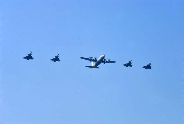 Rehearsal for the upcoming Republic Day parade in New Delhi, India