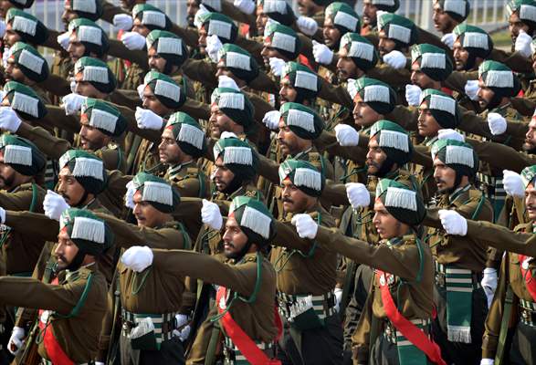 Rehearsal for the upcoming Republic Day parade in New Delhi, India