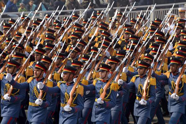 Rehearsal for the upcoming Republic Day parade in New Delhi, India