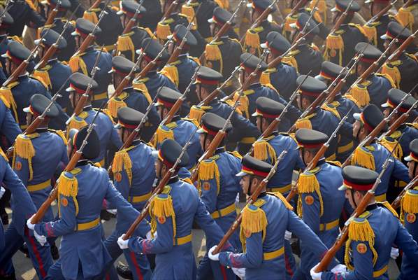 Rehearsal for the upcoming Republic Day parade in New Delhi, India