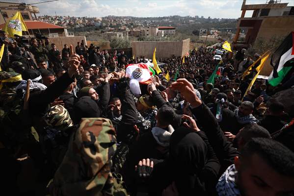 Batı Şeria'da Yahudi yerleşimci tarafından öldürülen Filistinlinin cenaze töreni
