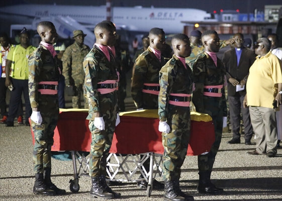 The coffin of football player Christian Atsu arrives in Ghana