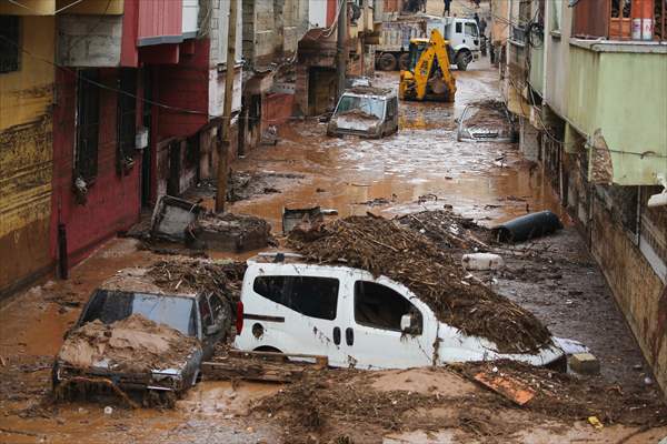 Houses and vehicles damaged in flood-affected Sanliurfa