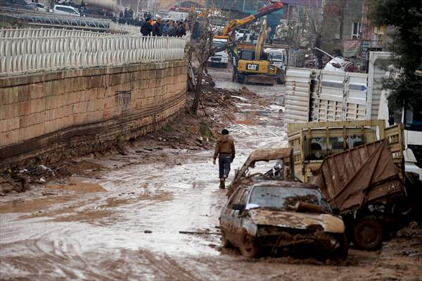 Houses and vehicles damaged in flood-affected Sanliurfa