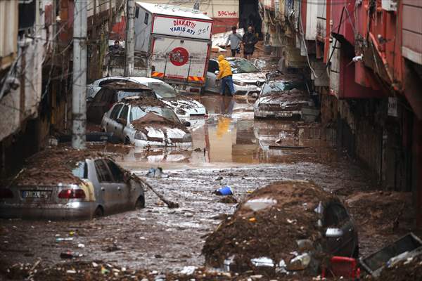 Houses and vehicles damaged in flood-affected Sanliurfa