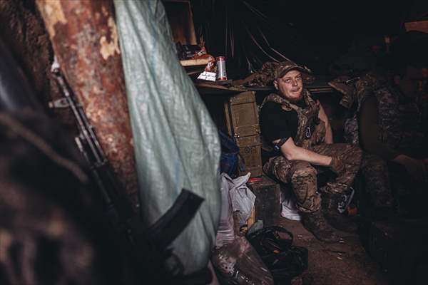 Ukrainian servicemen on the frontline in Bakhmut