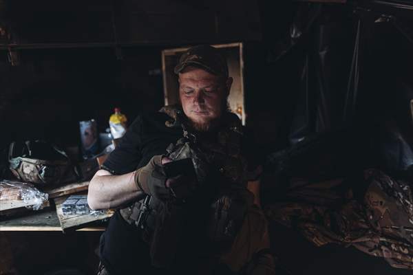 Ukrainian servicemen on the frontline in Bakhmut