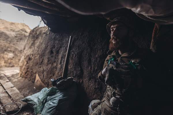 Ukrainian servicemen on the frontline in Bakhmut