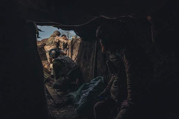 Ukrainian servicemen on the frontline in Bakhmut