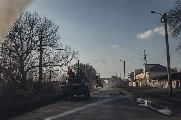 Ukrainian servicemen on the frontline in Bakhmut