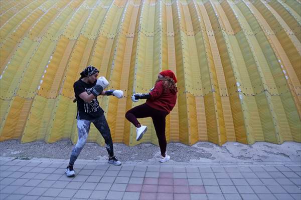 Iranian female trainer's passion for kick-boxing