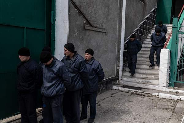 Russian soldiers captured during the war in Ukrainian prison