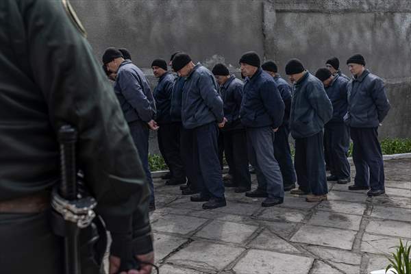Russian soldiers captured during the war in Ukrainian prison
