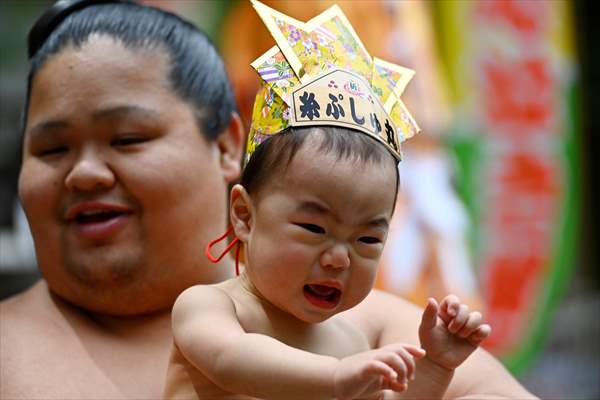 Festival of crying baby sumo in Tokyo