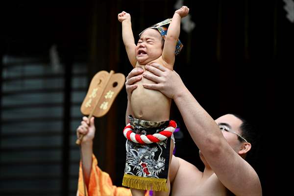 Festival of crying baby sumo in Tokyo
