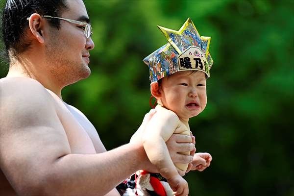 Festival of crying baby sumo in Tokyo