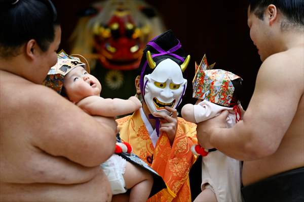 Festival of crying baby sumo in Tokyo