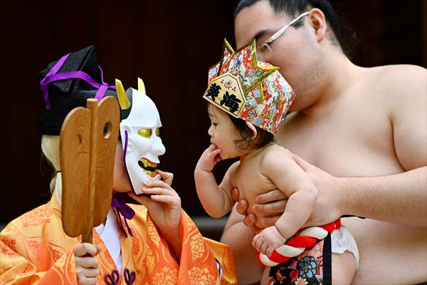 Festival of crying baby sumo in Tokyo