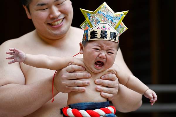 Festival of crying baby sumo in Tokyo