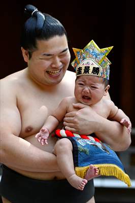 Festival of crying baby sumo in Tokyo