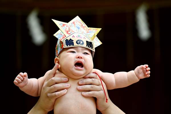 Festival of crying baby sumo in Tokyo