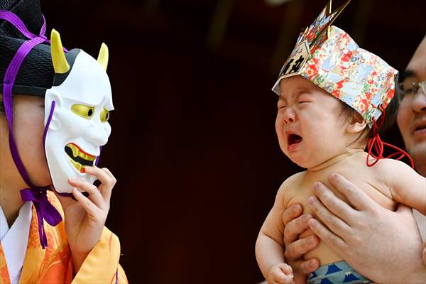 Festival of crying baby sumo in Tokyo