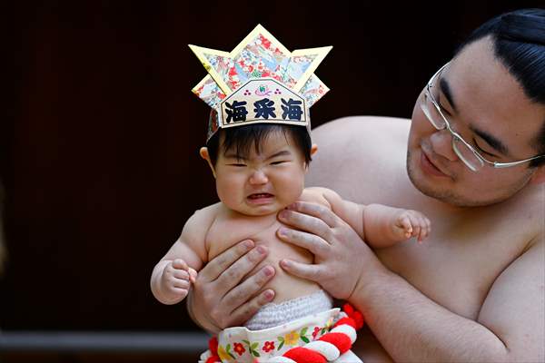 Festival of crying baby sumo in Tokyo