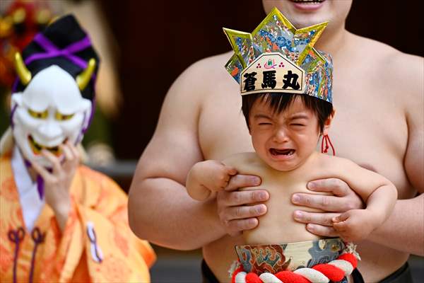 Festival of crying baby sumo in Tokyo